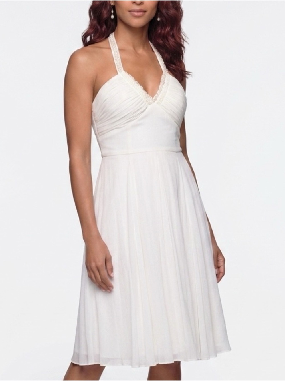 BCBGMaxAzria Cream Halter Prom Dress
